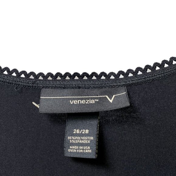 VENEZIA Top Plus Size 3X Black Stretch Jersey Ruched - Picture 5 of 8